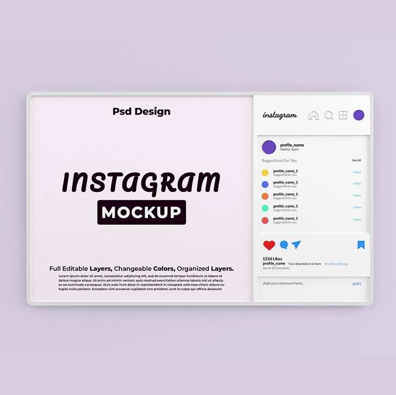 دانلود موکاپ اینستاگرام وب