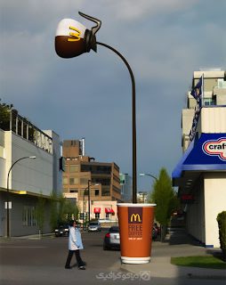 لامپ پست قهوه رایگان-تبلیغات خلاقانه مک دونالد