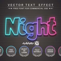Night Neon editable text effect, font style