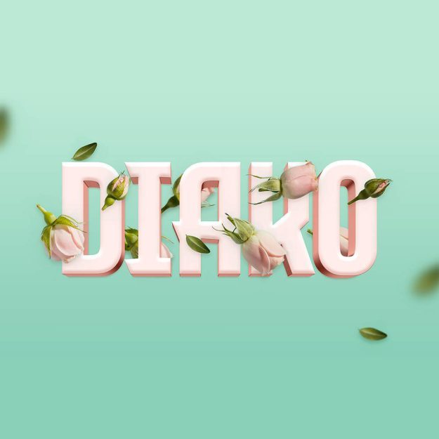 تکست استایل سه بعدی گل رز