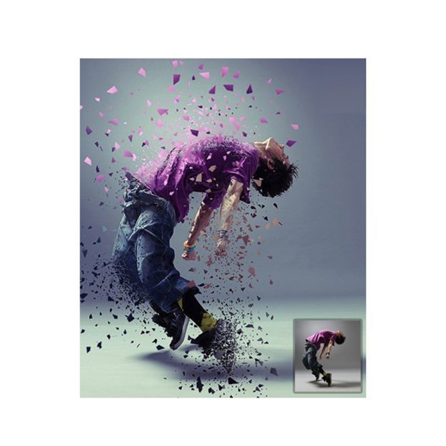 اکشن ایجاد افکت پراکندگی ذرات خرد شده بر روی تصاویر