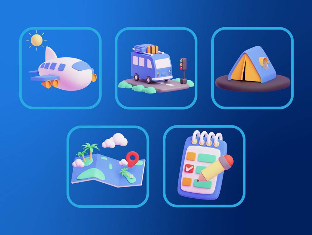Travel 3D Icon Pack 2